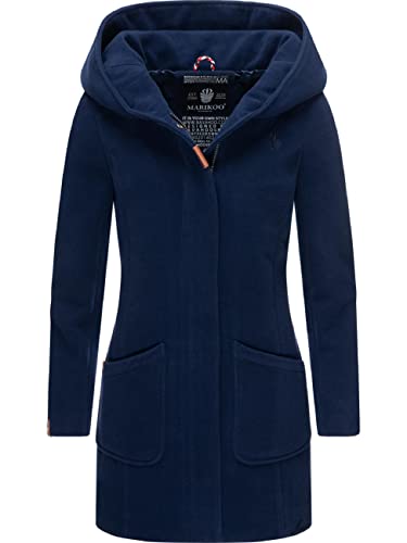 MARIKOO Damen Mantel in Wollmantel-Optik Warmer Trenchcoat mit Kapuze Maikoo Navy Gr. M von MARIKOO