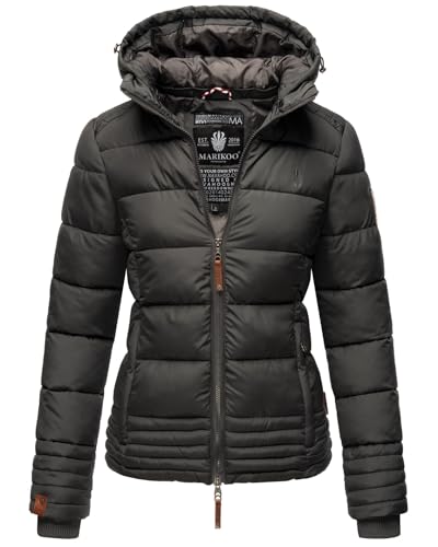 MARIKOO Designer Damen Winter Jacke Steppjacke Winterjacke Stepp gesteppt B668 [B668-Sol-Anthrazit-Gr.XS] von MARIKOO