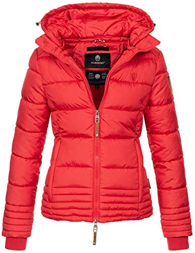 MARIKOO Designer Damen Winter Jacke Steppjacke Winterjacke Stepp gesteppt B668 [B668-Sol-Rot-Gr.M] von MARIKOO