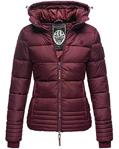 MARIKOO Designer Damen Winter Jacke Steppjacke Winterjacke Stepp gesteppt B668 [B668-Sol-Weinrot-Gr.XS] von MARIKOO