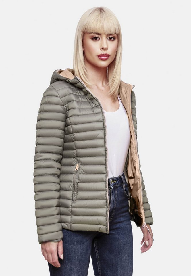 Marikoo Steppjacke Marikoo Asraa Damen Steppjacke B857 Übergangsjacke mit kontrastfarbendem Reißverschluss von Marikoo