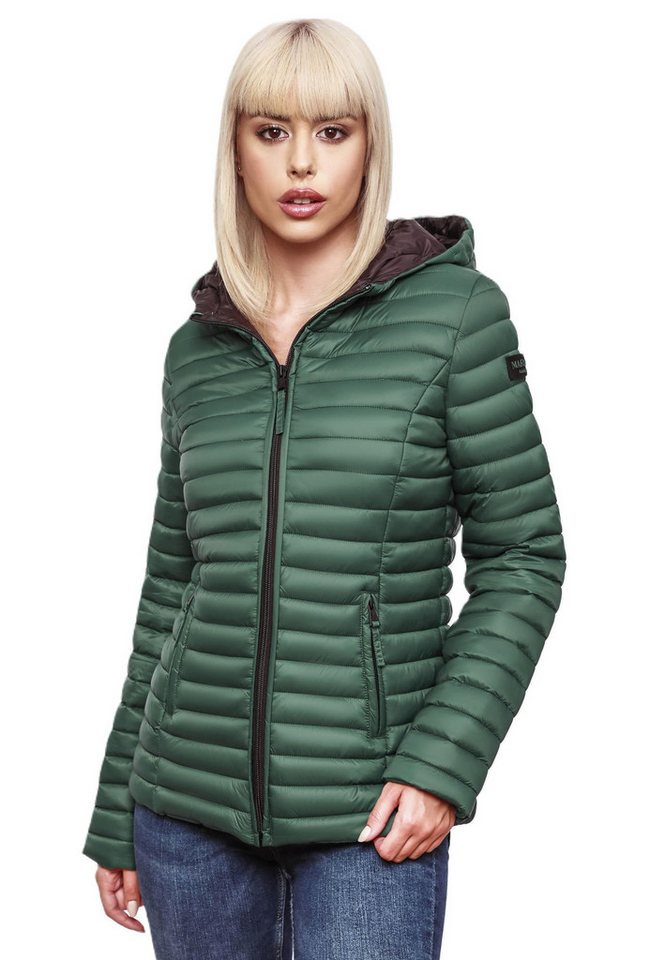 Marikoo Steppjacke Marikoo Asraa Damen Steppjacke B857 Übergangsjacke mit kontrastfarbendem Reißverschluss von Marikoo
