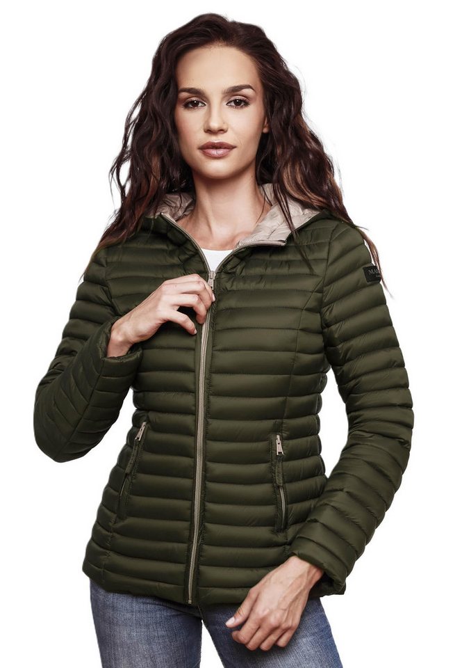 Marikoo Steppjacke Marikoo Asraa Damen Steppjacke B857 Übergangsjacke mit kontrastfarbendem Reißverschluss von Marikoo
