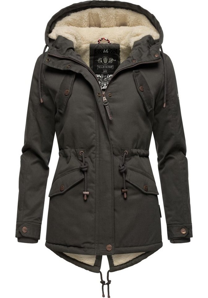Marikoo Winterjacke Manolya stylischer Kurzmantel mit weichem Teddyfell-Futter Marikoo Winterjacke Manolya stylischer Kurzmantel mit weichem Teddyfell-Futter von Marikoo