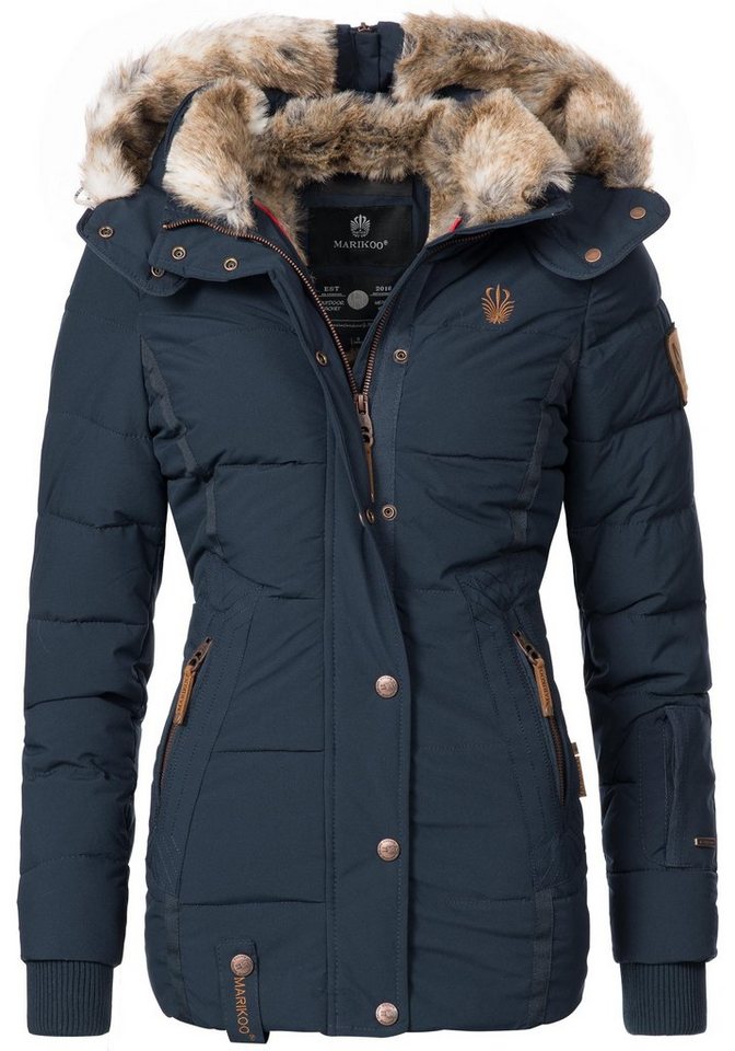 Marikoo Winterjacke Nekoo stylische Damen Steppjacke mit großer Kapuze von Marikoo