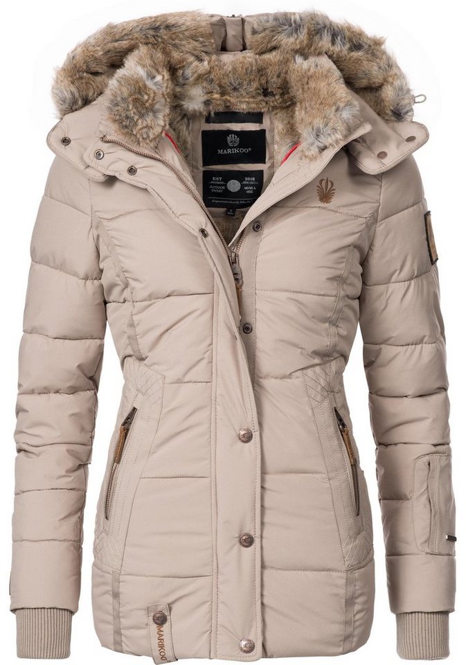 Marikoo Winterjacke Nekoo stylische Damen Steppjacke mit großer Kapuze von Marikoo