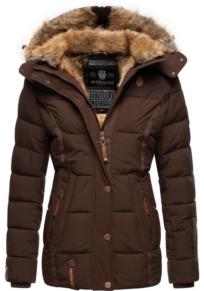 Marikoo Winterjacke Nekoo stylische Damen Steppjacke mit großer Kapuze von Marikoo