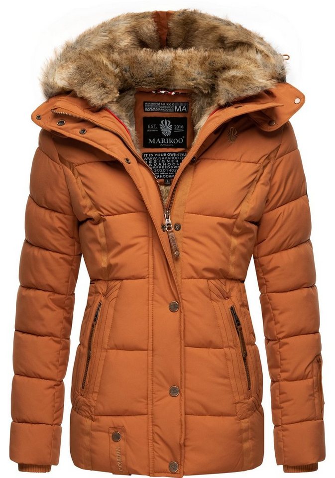 Marikoo Winterjacke Nekoo stylische Damen Steppjacke mit großer Kapuze von Marikoo