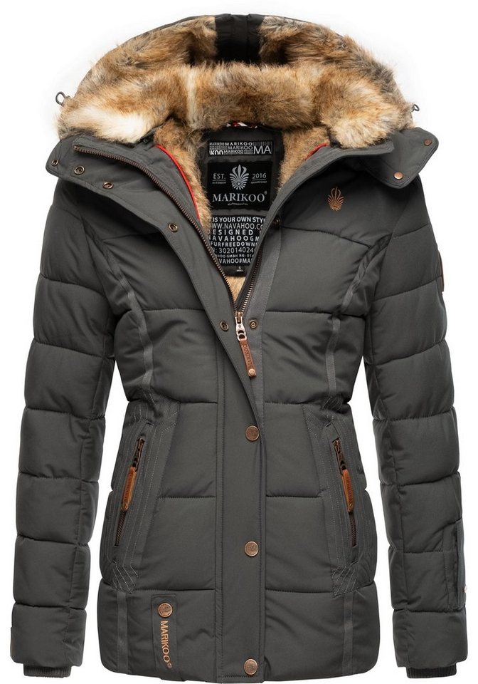 Marikoo Winterjacke Nekoo stylische Damen Steppjacke mit großer Kapuze von Marikoo