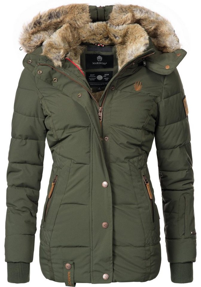 Marikoo Winterjacke Nekoo stylische Damen Steppjacke mit großer Kapuze von Marikoo