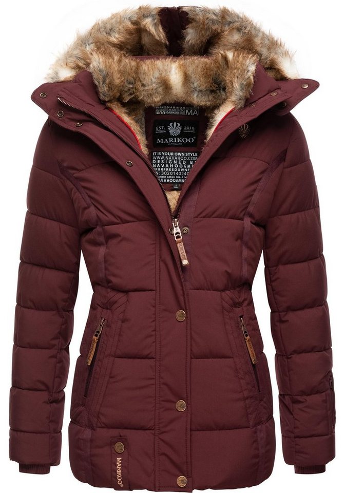 Marikoo Winterjacke Nekoo stylische Damen Steppjacke mit großer Kapuze von Marikoo