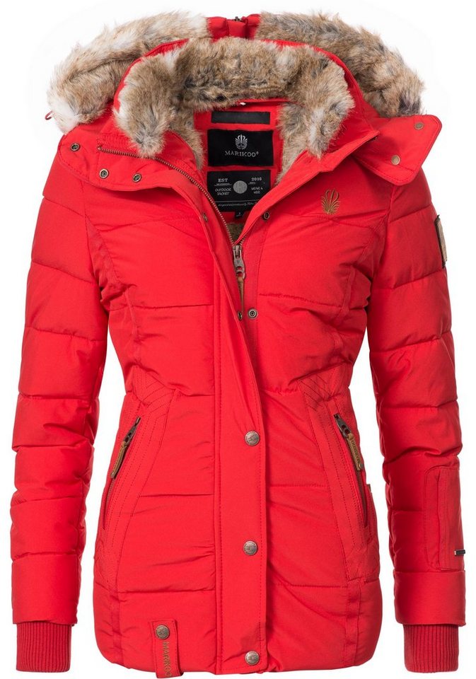 Marikoo Winterjacke Nekoo stylische Damen Steppjacke mit großer Kapuze von Marikoo