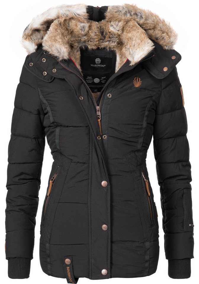 Marikoo Winterjacke Nekoo stylische Damen Steppjacke mit großer Kapuze von Marikoo