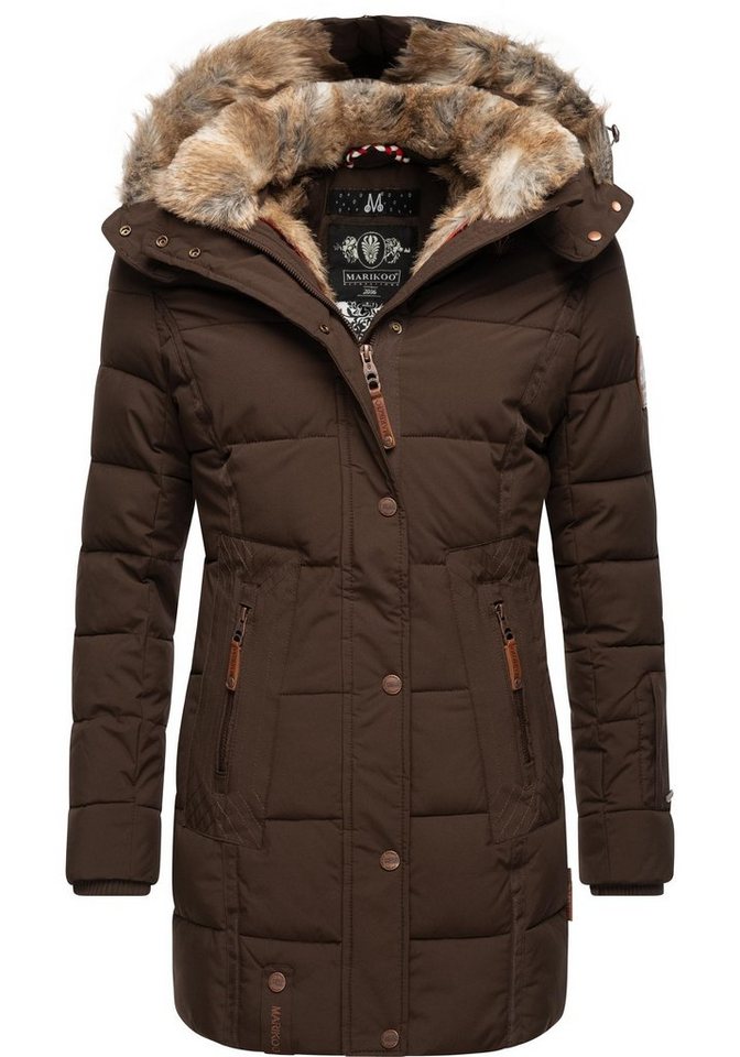 Marikoo Wintermantel Lieblings Jacke stylischer Winter Steppmantel m. Kunstpelz-Kapuze von Marikoo