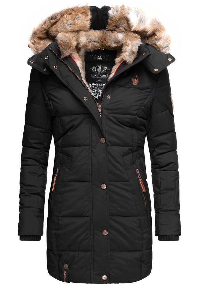 Marikoo Wintermantel Lieblings Jacke stylischer Winter Steppmantel m. Kunstpelz-Kapuze von Marikoo