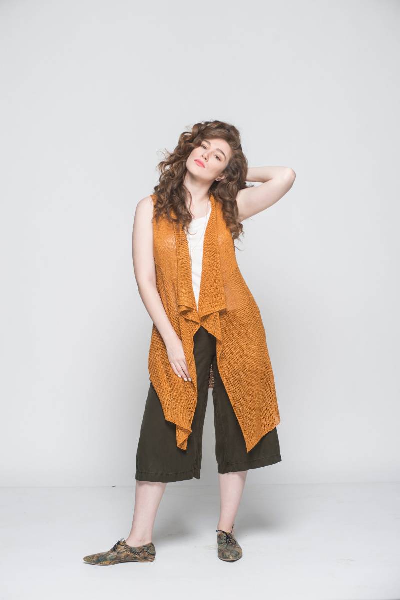 Strickpullover, Strick Cardigan, Frauen-Sommer-Top, Langes Top, Stricken Wrap, Lose Top Häkeln Boho Sommer Stricken, Ärmelloses Strickjacke von MarilenStore