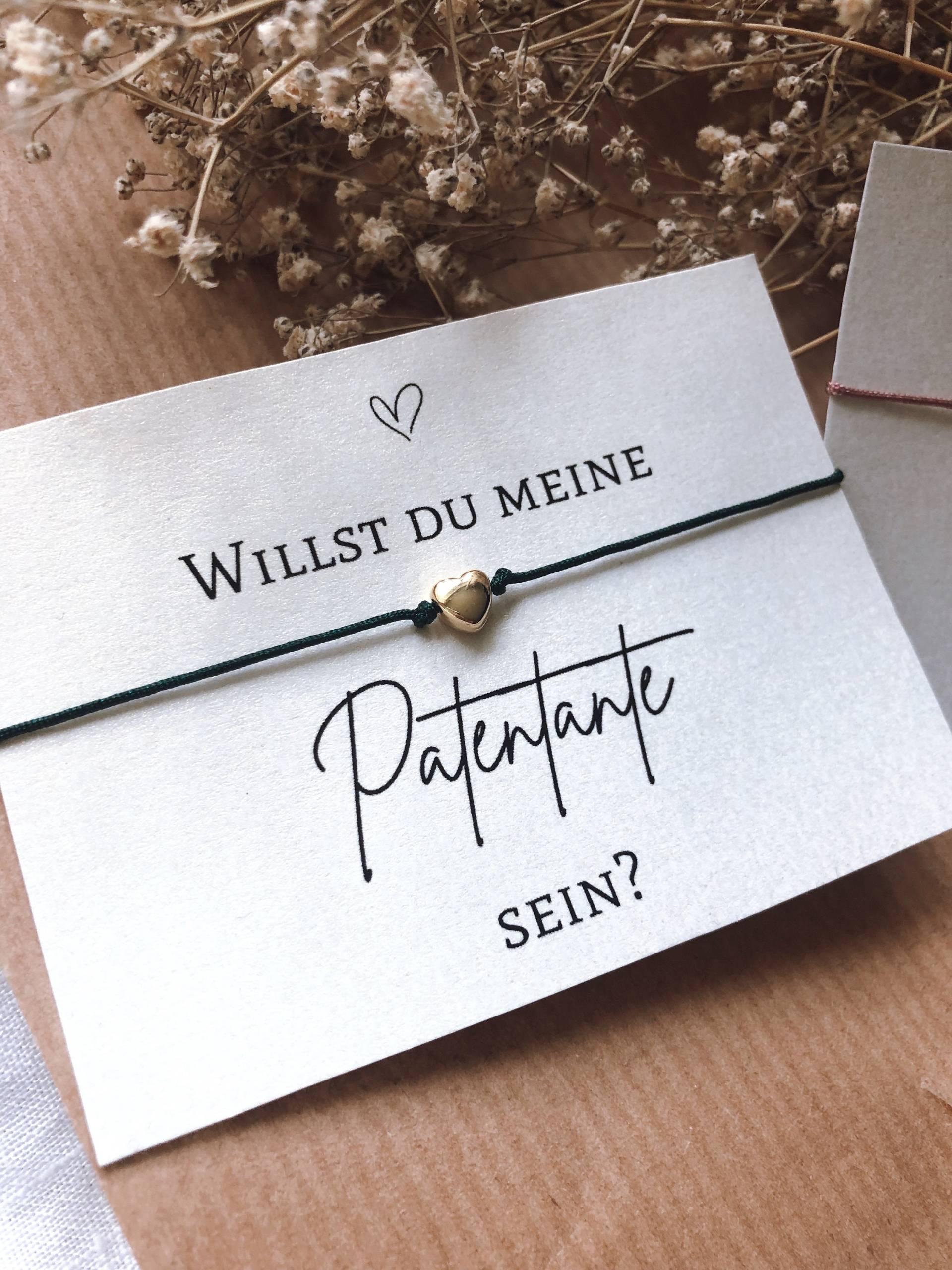 Armband Herz Für Patentante, Geschenk Frage An Zukünftige Größenverstellbar von MarilutiqueShop