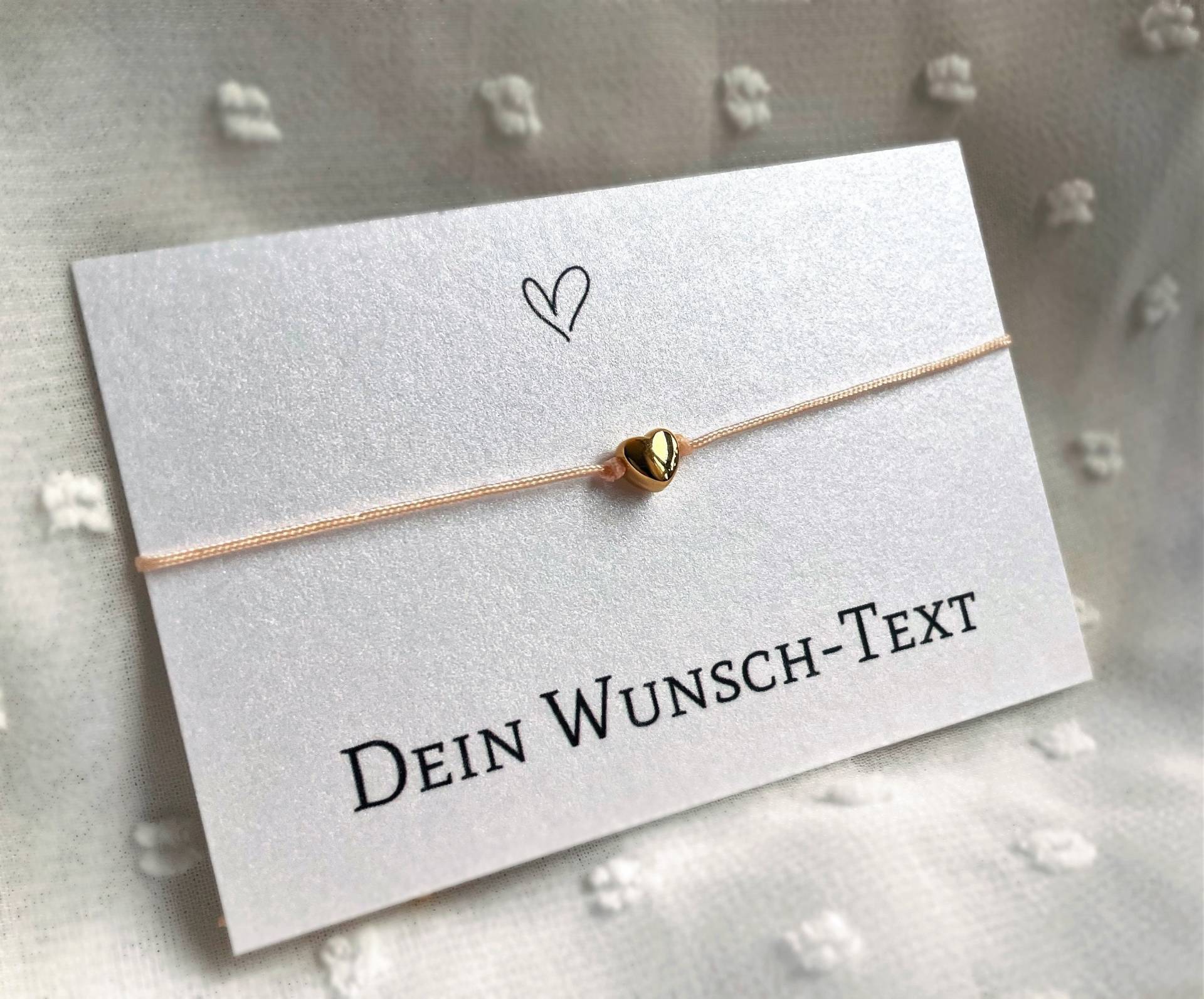 Armband Herz Mit Wunsch Text, Personalisierte Karte Deinem Text Schrift 2, Gold, Rose Gold, Silber, Größenverstellbar von MarilutiqueShop