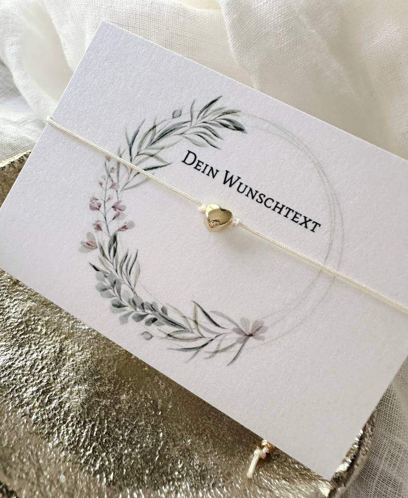 Herz Armband Mit Wunsch-Text Karte, Personalisierte Größenverstellbar, Gold, Roségold, Silber, Verschiedene Bandfarben Herz Armband Mit Wunsch-Text Karte, Personalisierte Größenverstellbar, Gold, Roségold, Silber, Verschiedene Bandfarben von MarilutiqueShop