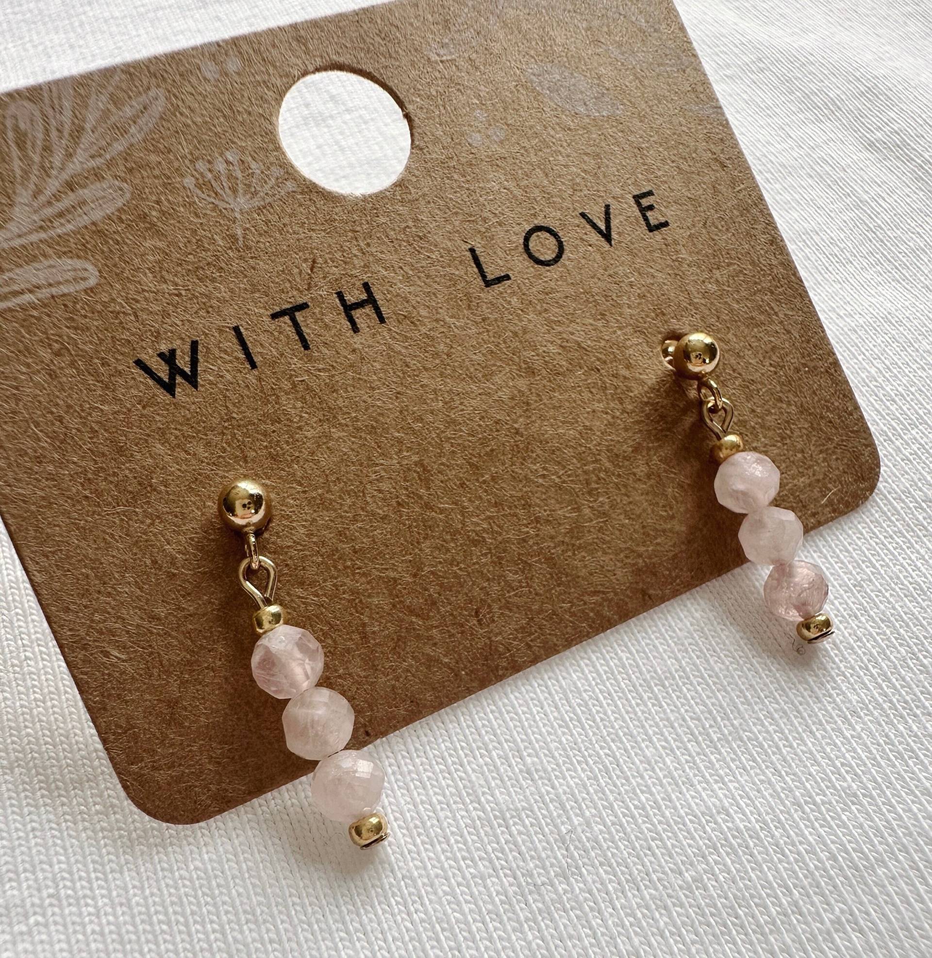 Rosenquarz Ohrringe, Elegante, Zierliche Heilsteine, Edelsteine von MarilutiqueShop