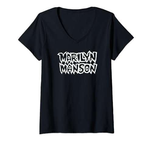 Damen Marilyn Manson – Logo T-Shirt mit V-Ausschnitt Damen Marilyn Manson – Logo T-Shirt mit V-Ausschnitt von Marilyn Manso