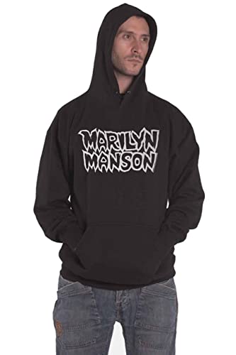 Marilyn Manson Sweatshirt mit Kapuze Classic Logo Neu Offiziell Unisex Schwarz, Schwarz, XL von Marilyn Manson