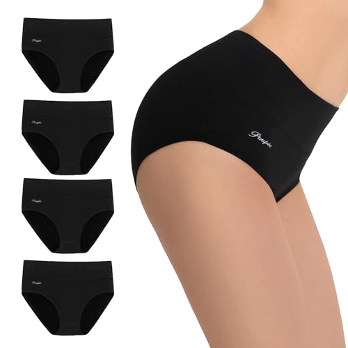 Marilyn Damen Slip Unterhosen bequem atmungsaktive und dehnbar aus Baumwolle, Schwarz L 4er Pack von MARILYN
