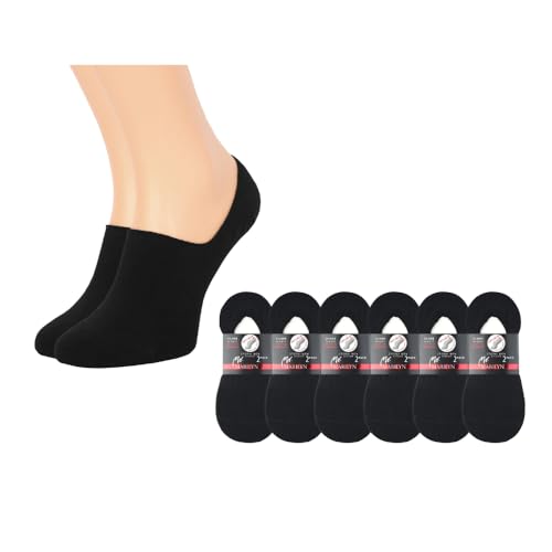 Marilyn Herren Sneaker Socken aus Baumwolle mit rutschfestem Silikon Bequeme Füßlinge in Scharz; 6 Paare; Größe 39-42 von MARILYN