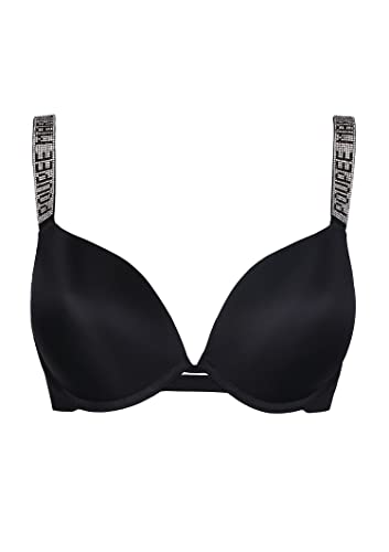 MARILYN Poupée Damen BH Mon Bijou Secret feine Push-Up Einlagen glatter Büstenhalter breite Träger Schwarz von MARILYN