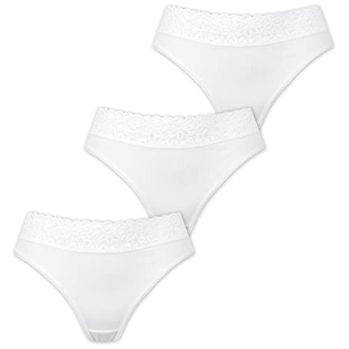 Marilyn Poupée Infinity Baumwolle Panty mit klassischem Schnitt und Spitzengürtel Weiß - L - 3er Pack von Marilyn