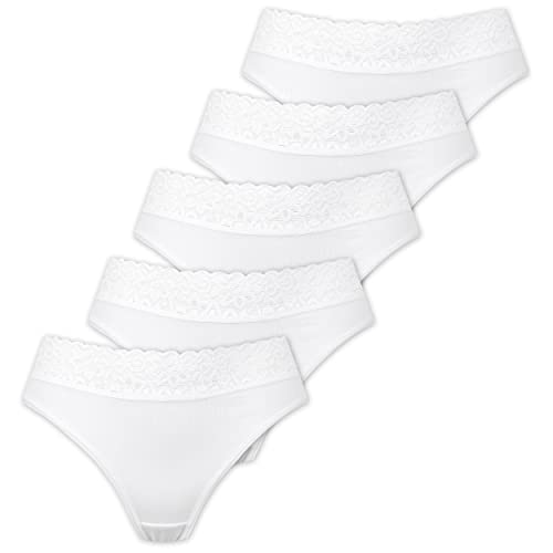 Marilyn Poupée Infinity Baumwolle Panty mit klassischem Schnitt und Spitzengürtel Weiß - M - 5er Pack von Marilyn