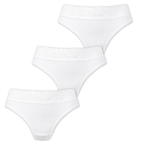 Marilyn Poupée Infinity Brasilianische Baumwolle Slip mit Spitzengürtel Weiß - M - 3er Pack von MARILYN