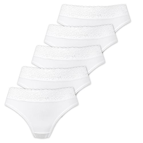 Marilyn Poupée Infinity Brasilianische Baumwolle Slip mit Spitzengürtel Weiss - XL - 5er Pack von MARILYN
