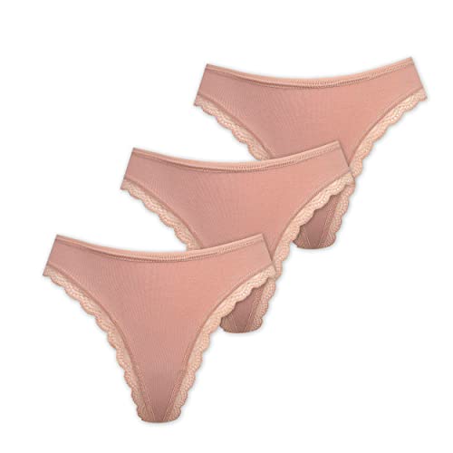 Marilyn Poupée Infinity String aus Baumwolle mit Spitzensaum Natur - XL - 3er Pack von Marilyn