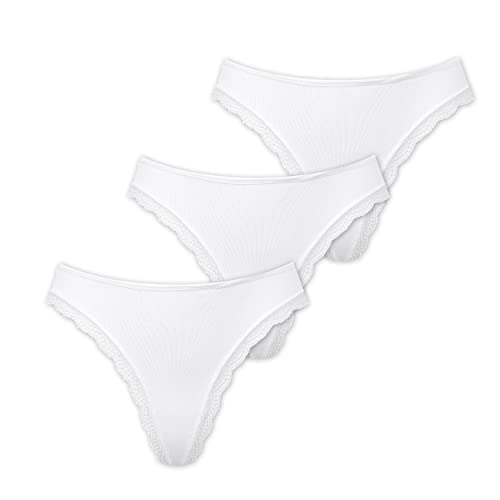 Marilyn Poupée Infinity String aus Baumwolle mit Spitzensaum Weiß - M - 3er Pack Marilyn Poupée Infinity String aus Baumwolle mit Spitzensaum Weiß - M - 3er Pack von MARILYN