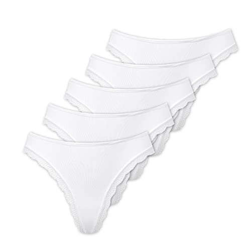 Marilyn Poupée Infinity String aus Baumwolle mit Spitzensaum Weiß - S - 5er Pack Marilyn Poupée Infinity String aus Baumwolle mit Spitzensaum Weiß - S - 5er Pack von MARILYN