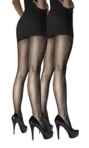 MARILYN Strumpfhose mit Glitzereffekt, 20 Denier, Größe 40/42 (M/L), Farbe Silber (je 2x silver-nero) von MARILYN