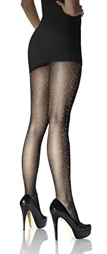 MARILYN Strumpfhose mit Glitzereffekt im 2er Pack, 20 Denier, Größe 42 (XL), Farbe Schwarz (je 2x nero-gold) von MARILYN
