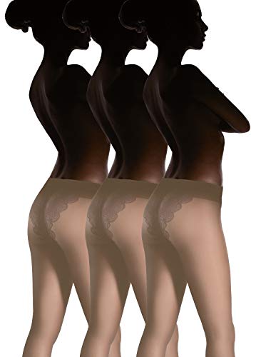 MARILYN elastische, semiglossy, seidige Strumpfhose mit Bikini-Top, 20 Denier, Größe 38 (M), Farbe je 3x visone von MARILYN