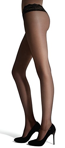 MARILYN erotische transparente Hüftstrumpfhose mit Spitze, 15 Denier, Größe 40 (L), Farbe Beige (je 2x visone) von MARILYN
