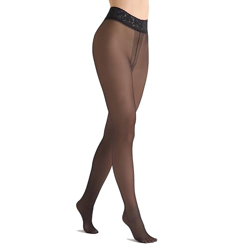 MARILYN Strumpfhose Damen 30 DEN Weiche Satin Strumpfhosen Erotic Silk (1 Paar, 42 XL, Schwarz/Nero) von MARILYN