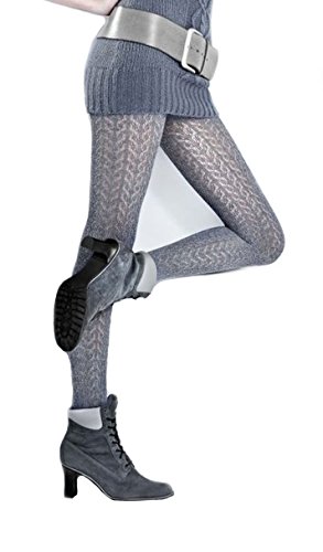 MARILYN jaquard Strumpfhose mit Rankenmuster in 3D Optik, 120 Denier, Größe 40/42 (M/L), Farbe Schwarz (nero) von MARILYN