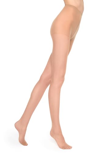 MARILYN Strumpfhose Damen 15 DEN Klassische Halbmatte Transparente Strumpfhosen (1 Paar, 42 XL, Hautfarben/Visone) von MARILYN