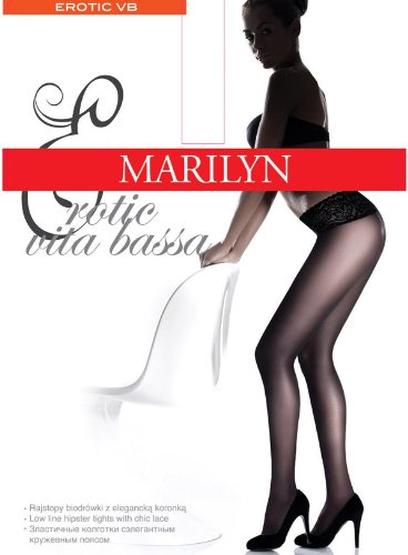 MARILYN modische, semi matte Hüftstrumpfhose mit komfortablem Spitzenhüftband und Flachnähten, 30 Denier, Größe 38 (M), Farbe Beige (visone) von MARILYN