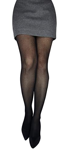 MARILYN modische gemusterte Strumpfhose mit Netzoptik, 40 Denier, Größe 36/38 (S/M), Farbe Schwarz (black) von MARILYN