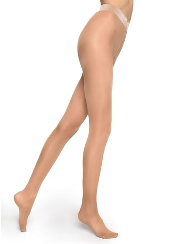 MARILYN Strumpfhose Damen 40 DEN Rückenfreie Exklusive Transparente Strumpfhosen (1 Paar, 40 L, Hautfarben/Visone) von MARILYN