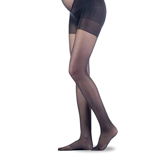 MARILYN transparente Umstandsstrumpfhose mit besonderen Zwickel um Bauchbereich, 40 Denier, Größe 40 (L), Farbe Schwarz (nero) von MARILYN