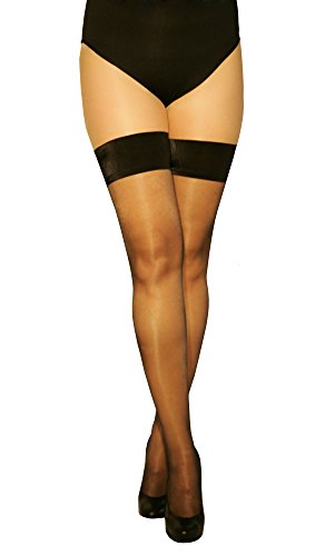 MARILYN transparente halterlose Strümpfe im 2er Pack, 10 Denier, Größe 40/42 (M/L), Farbe je 2x Braun (glace) von MARILYN