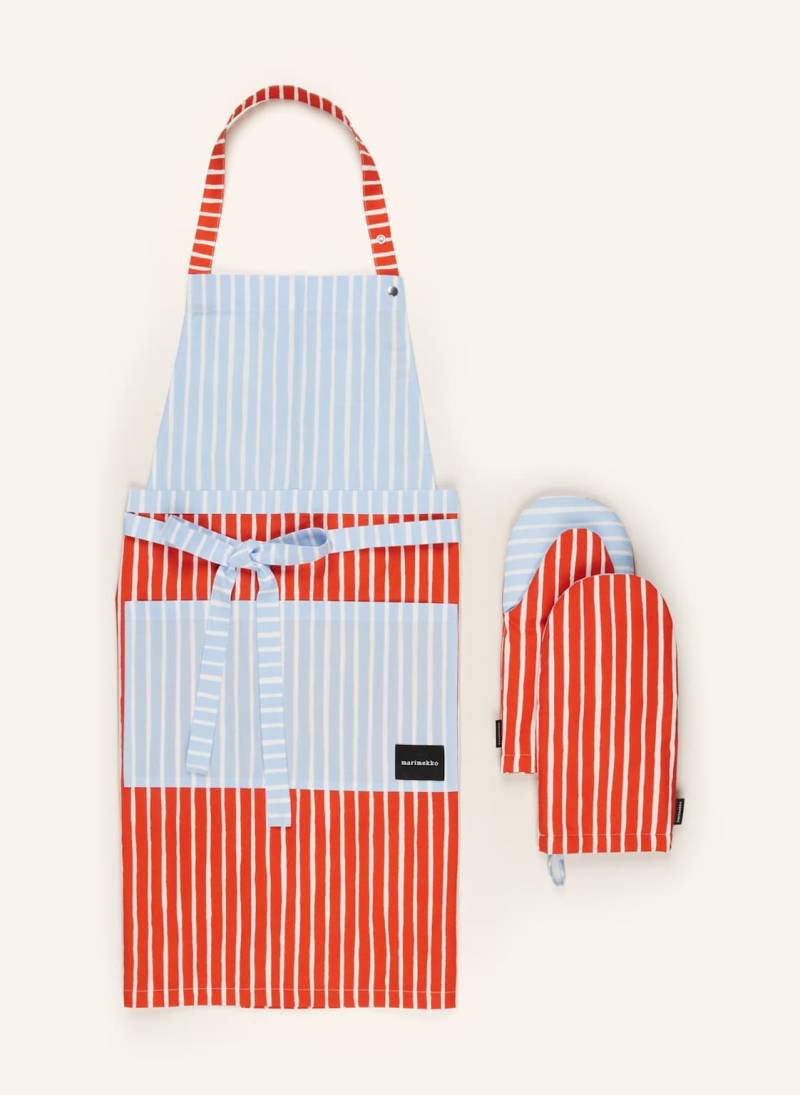 Marimekko 3-Tlg. Set Piccolo: Schürze Und Ofenhandschuhe rot von Marimekko