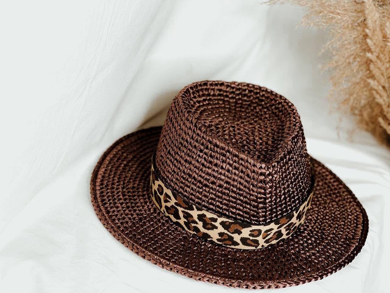 Mokka Raffia Fedora Hut Damen Sommer Strohhut von MarinaAleksina